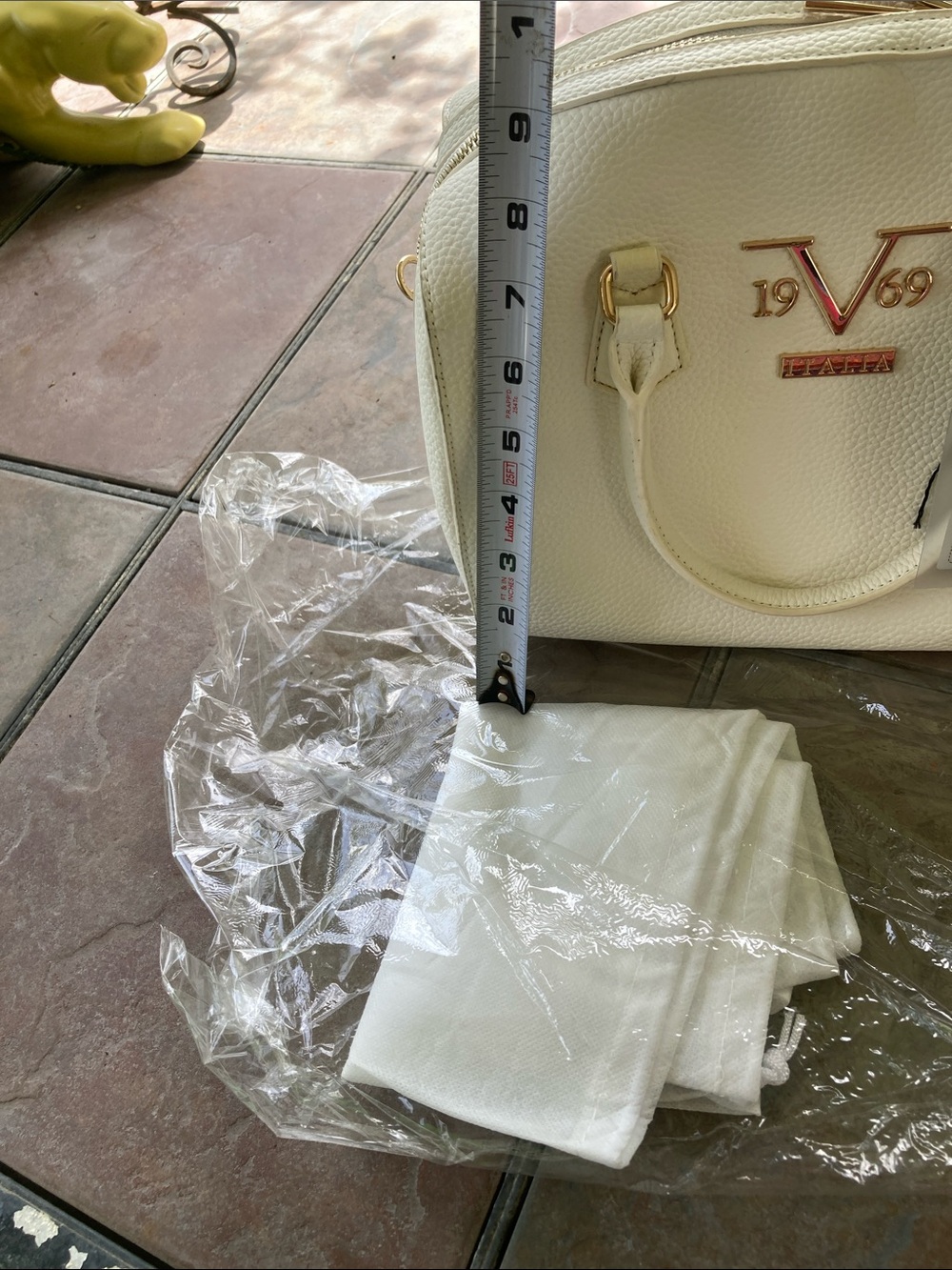 Versace V 19.69 Cream Structured Satchel with Gold Hardware - Picture 12 of 14